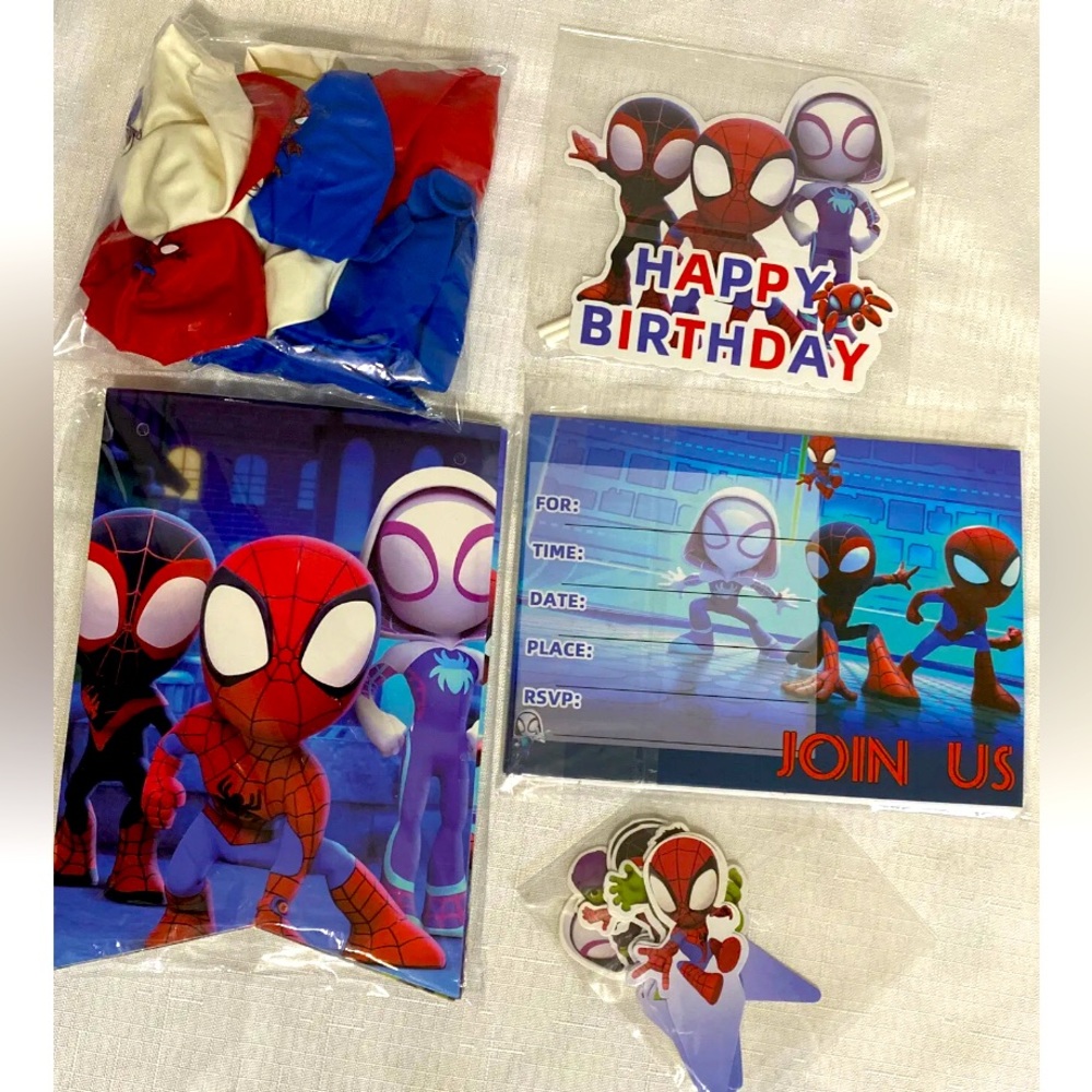 Spidey And His Friends Birthday Decorations 55pcs cake topper banner ballons…